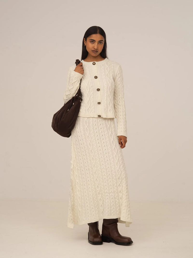 Bare Knit White Maxi Skirt