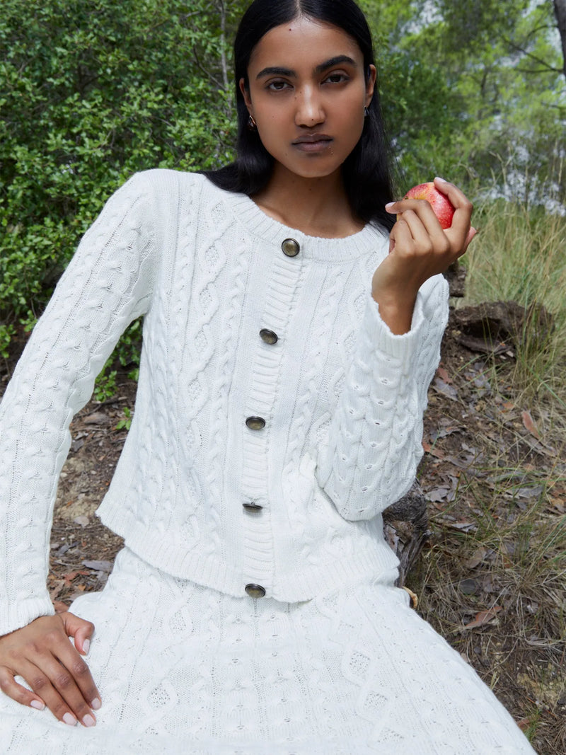 Bare Knit White Maxi Skirt