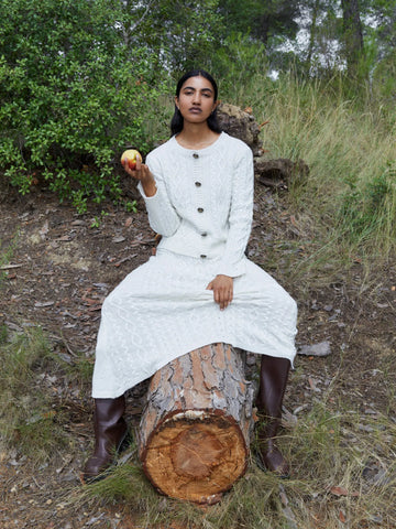 Bare Knit White Maxi Skirt