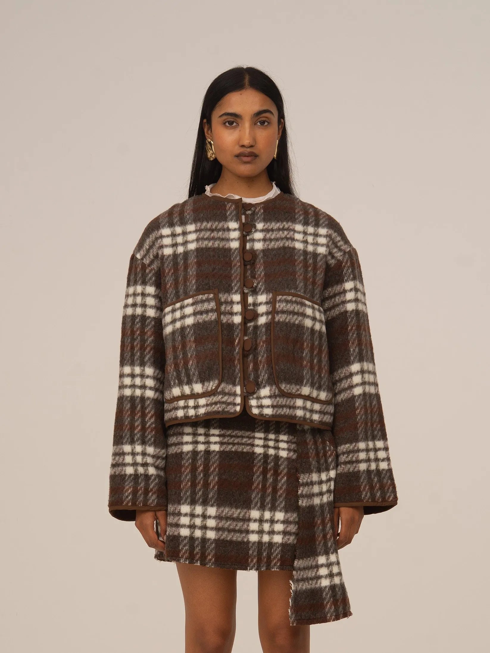 Barefoot Plaid Brown Jacket