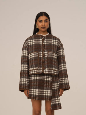 Barefoot Plaid Brown Jacket