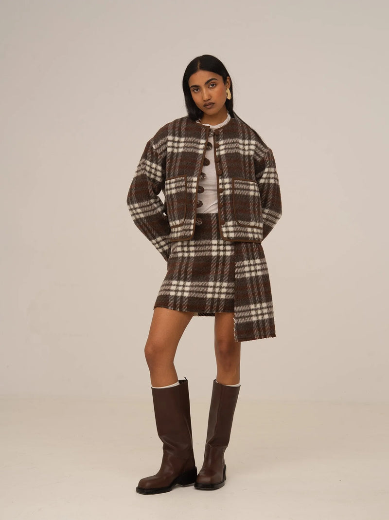 Barefoot Plaid Brown Jacket