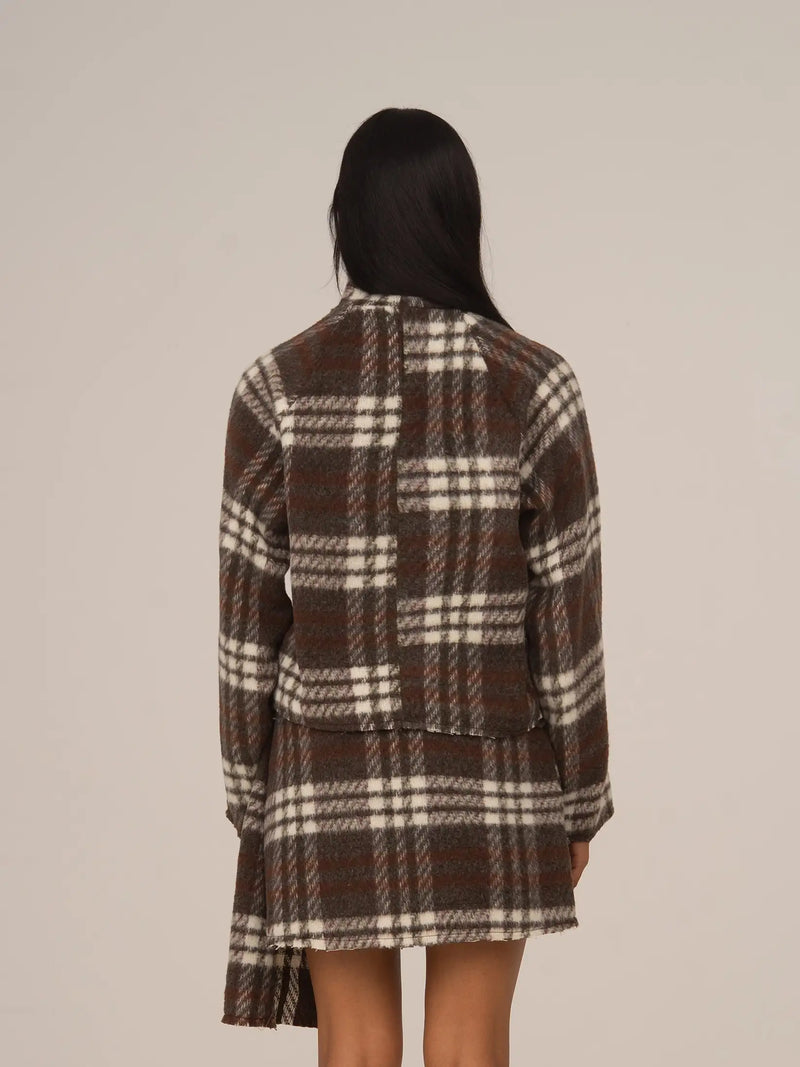 Barefoot Plaid Brown Turtleneck Overshirt