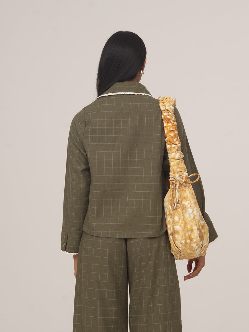 Betty Plaid Green and White Shirt