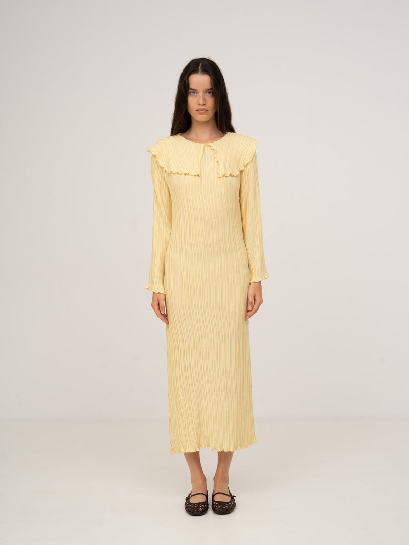 Beurre Long Yellow Pleated Dress vestidos