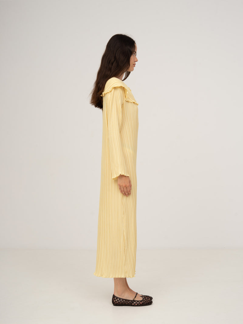 Beurre Long Yellow Pleated Dress vestidos