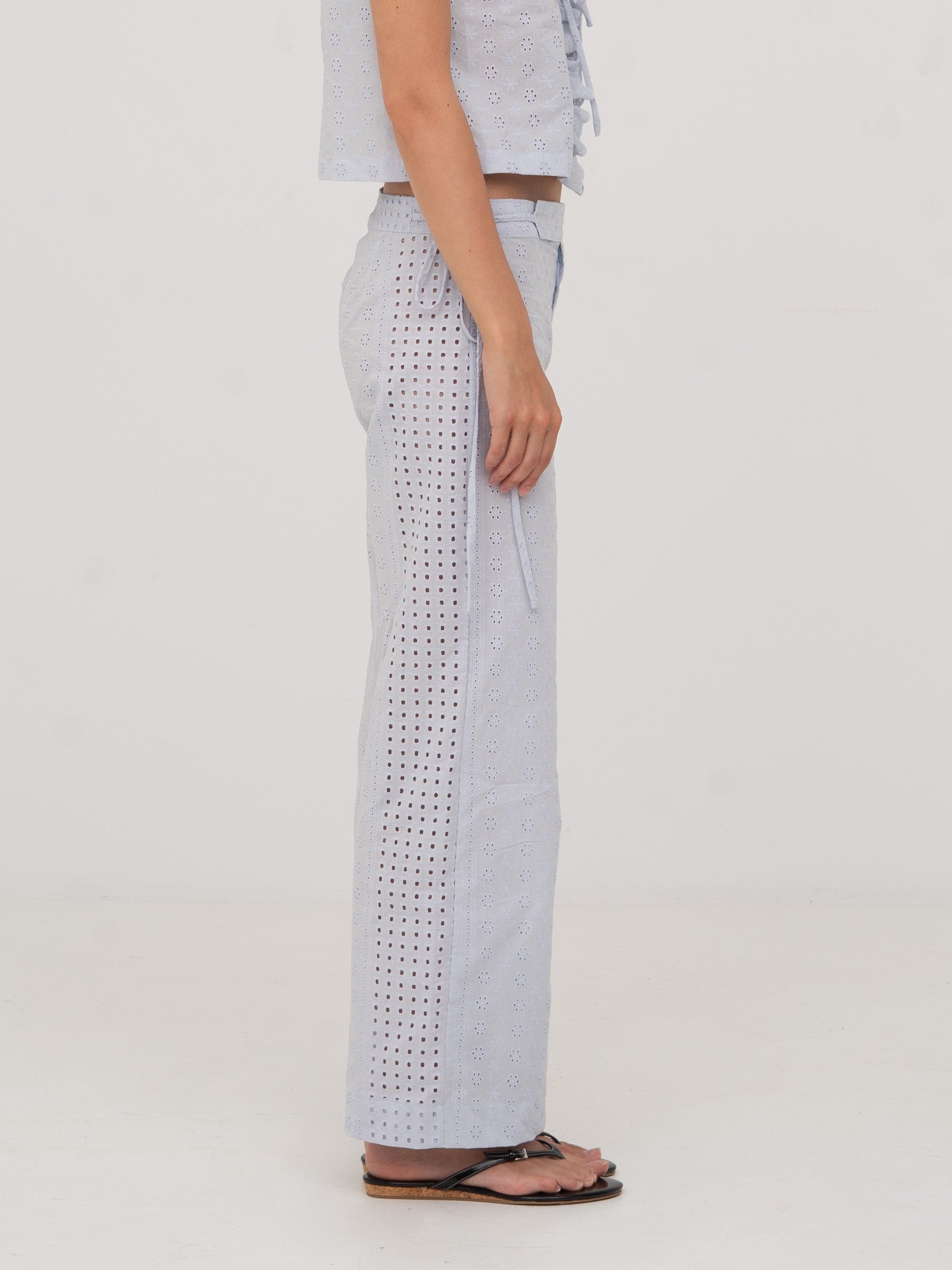 Blue Embroidery Ocean Pants pantalones