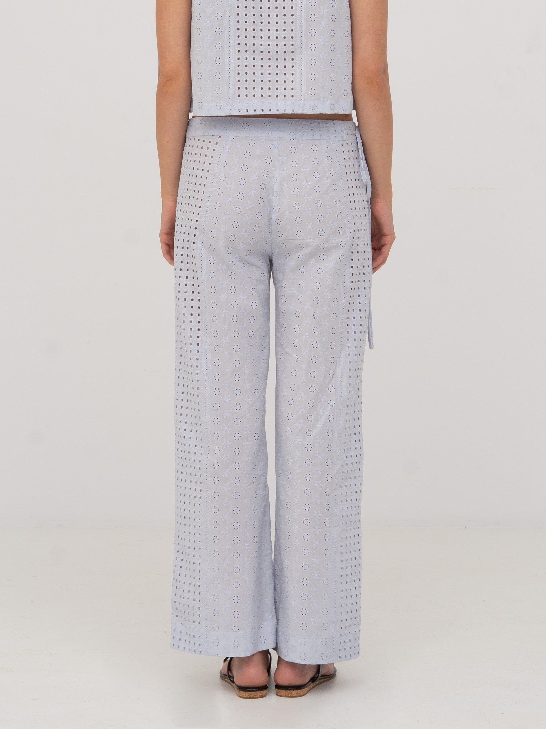 Blue Embroidery Ocean Pants pantalones