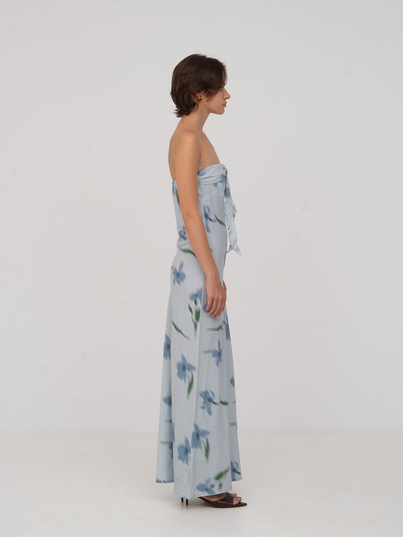 Blue Flower Print Dream Dress vestidos