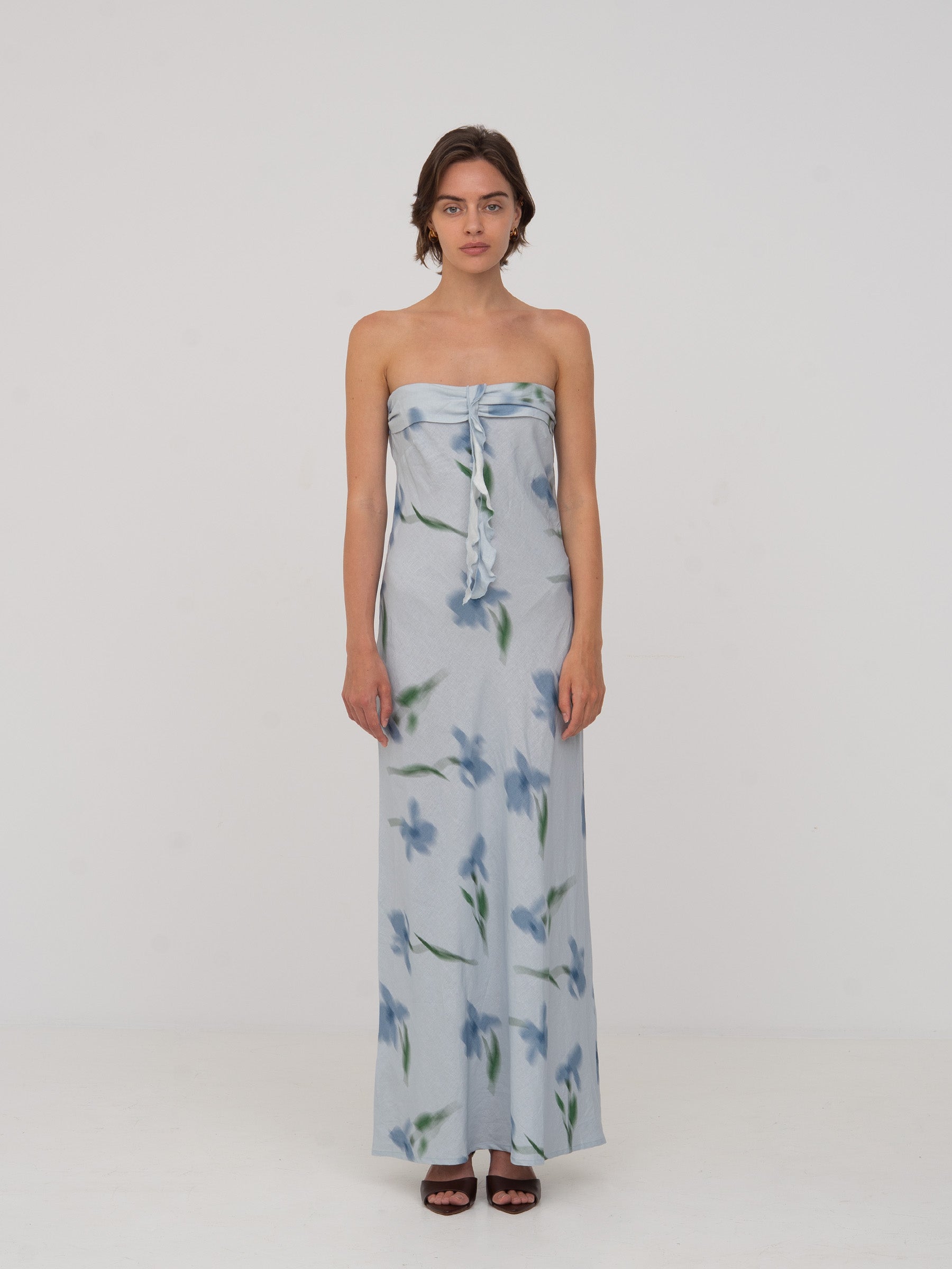 dream of wearing blue dress women's maxi blue dress Dream Sight Lace Satin Maxi Dress