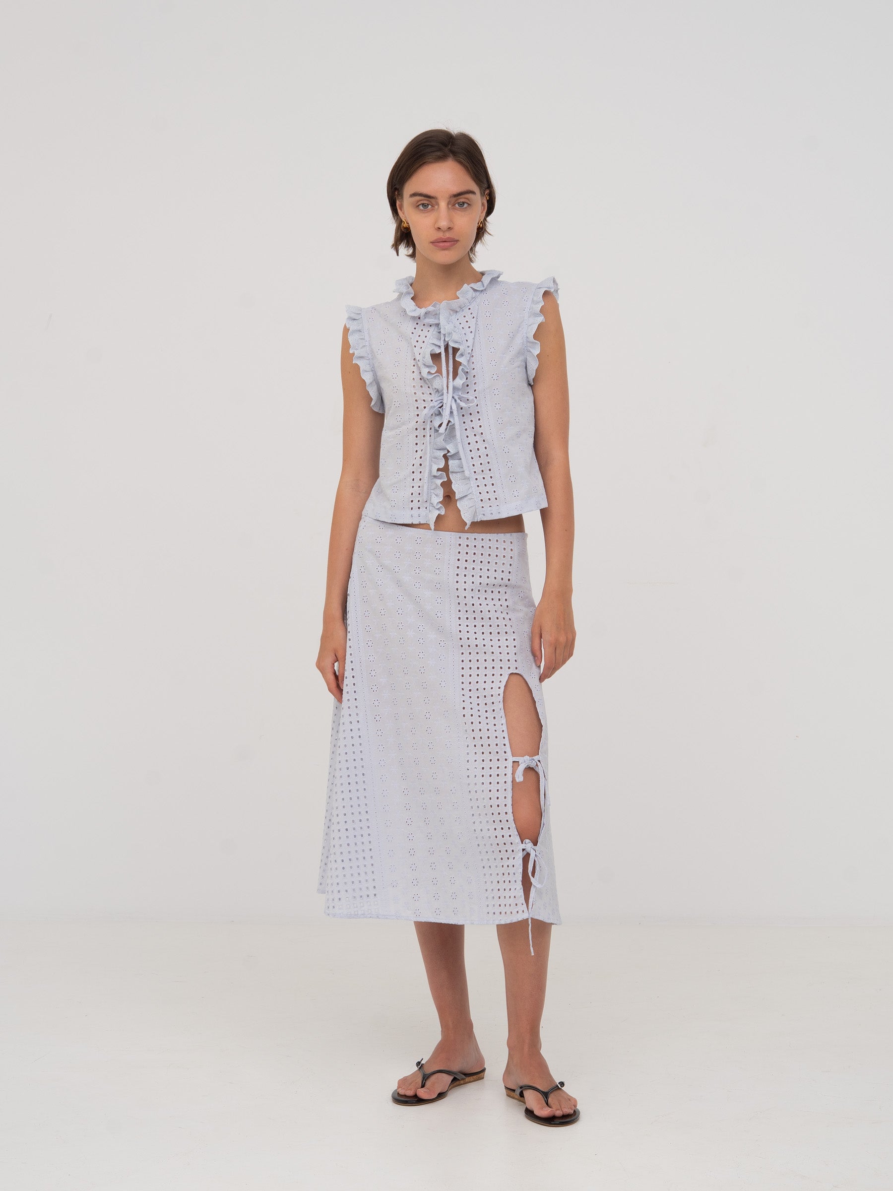 Blue Lumora White Midi Skirt falda