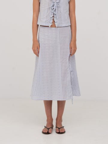Blue Lumora White Midi Skirt