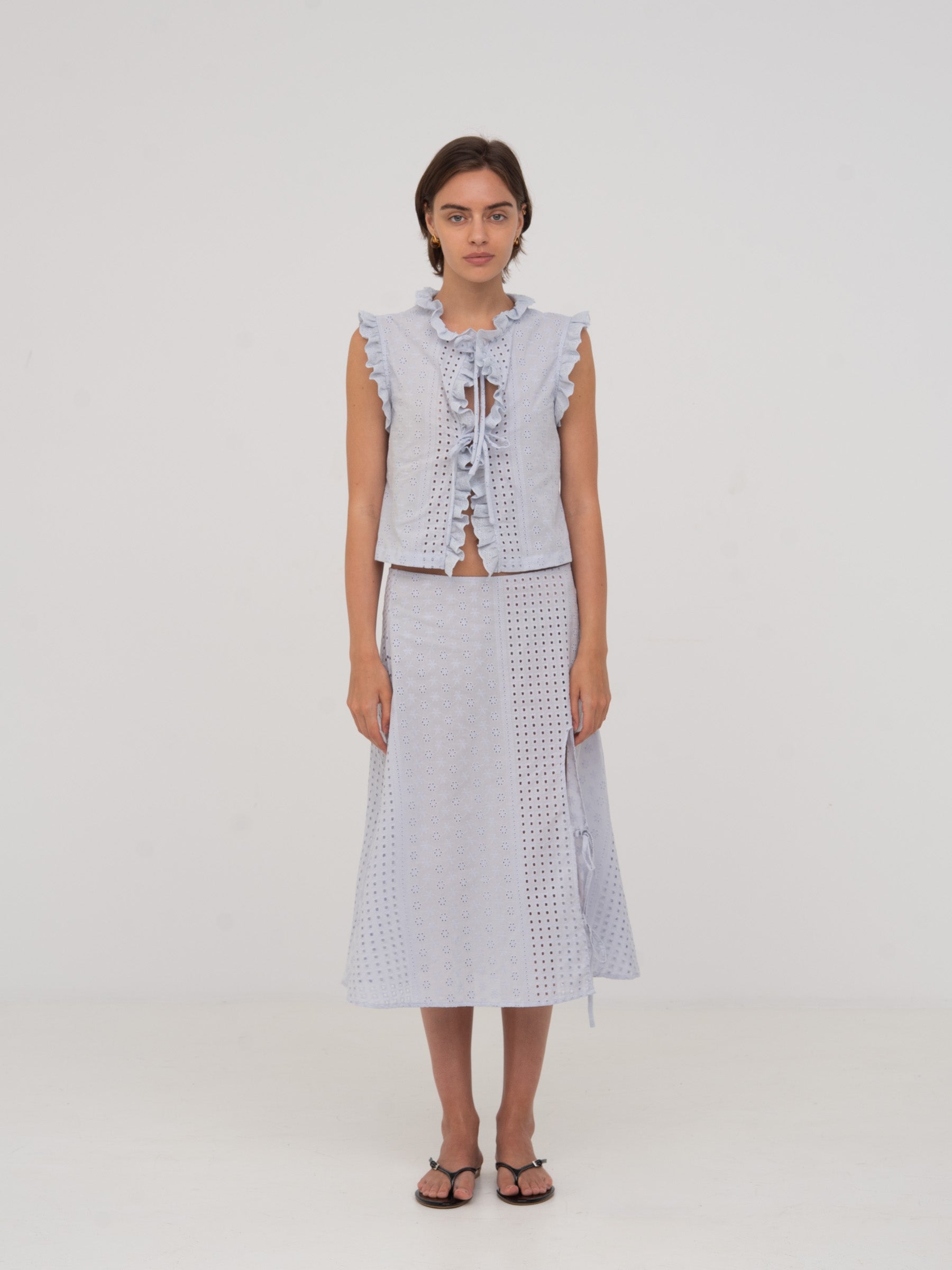 Blue Lumora White Midi Skirt falda