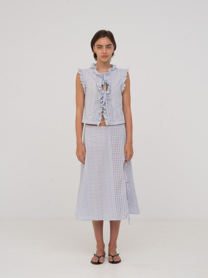 Blue Lumora White Midi Skirt falda