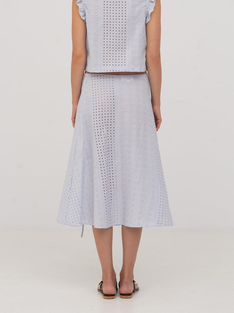 Blue Lumora White Midi Skirt falda