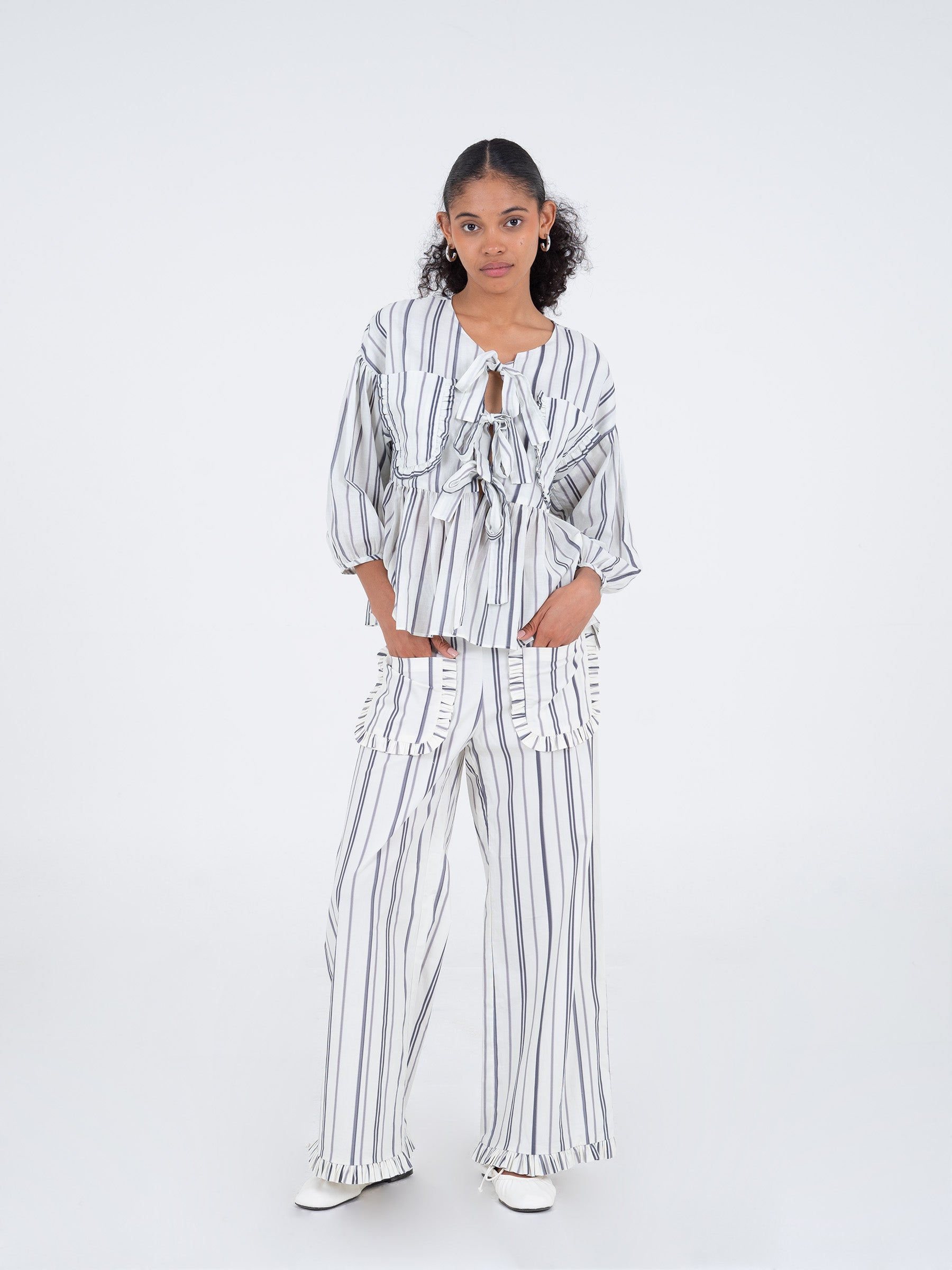 Bluebell Blue Striped Printed Pants pantalones