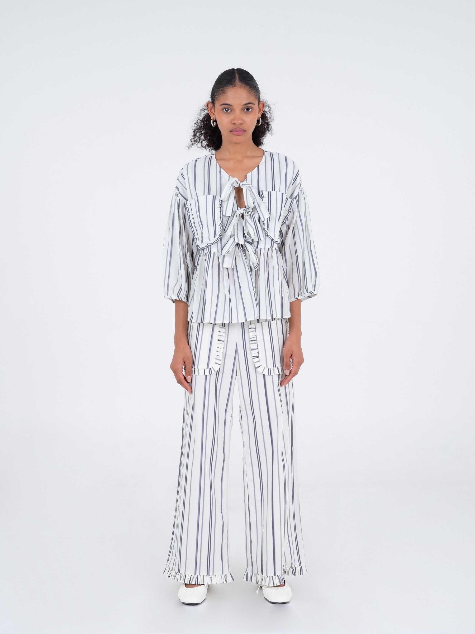 Bluebell Blue Striped Printed Pants pantalones