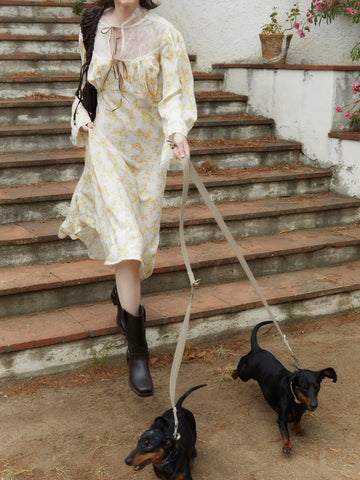Blush Floral Print Long Dress