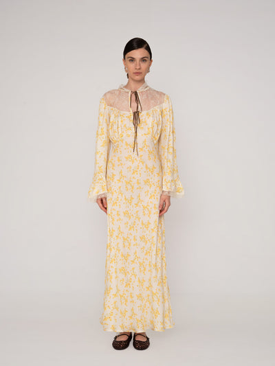 Blush Floral Print Long Dress