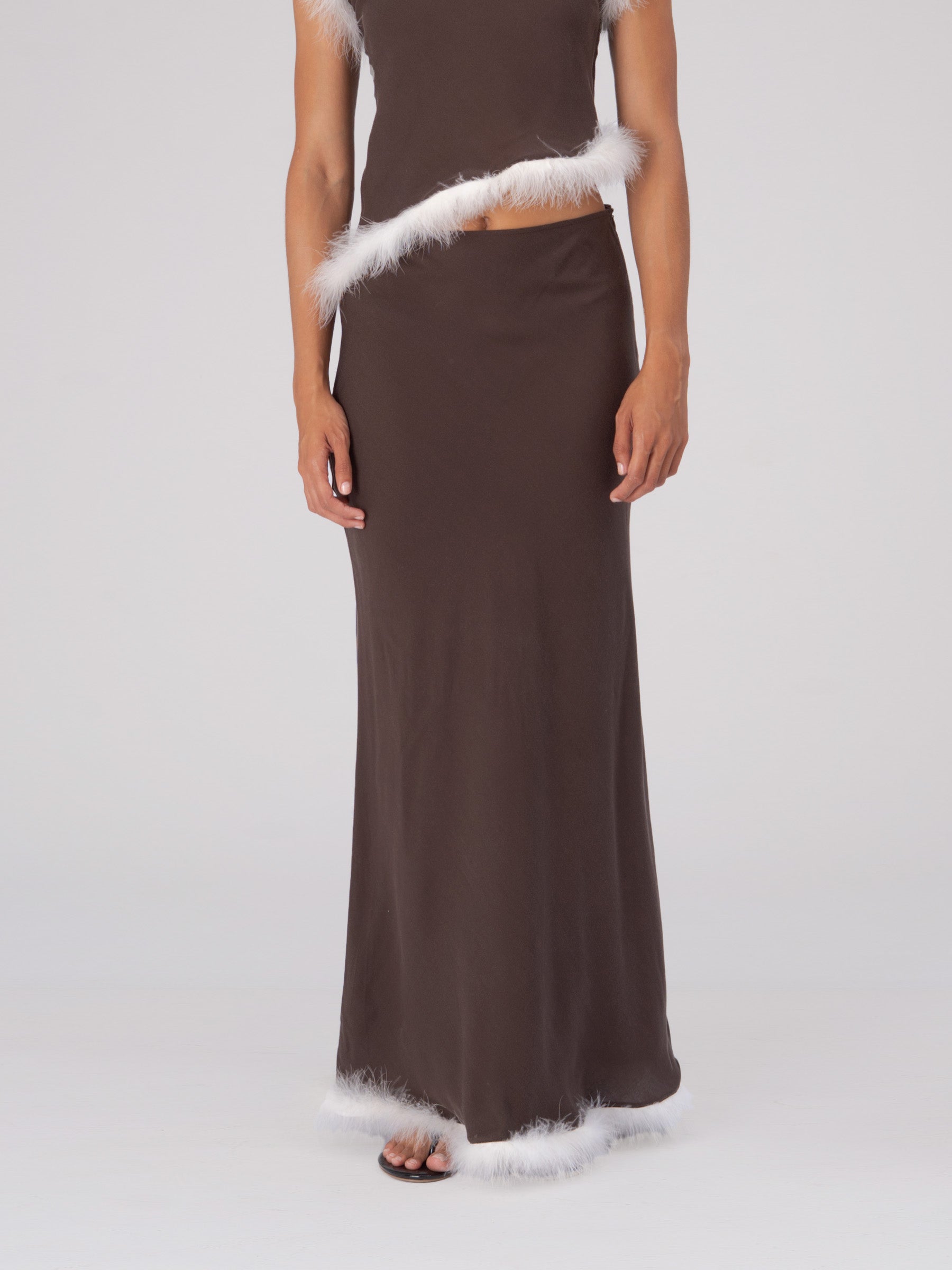 Brown Balance Feather Skirt falda