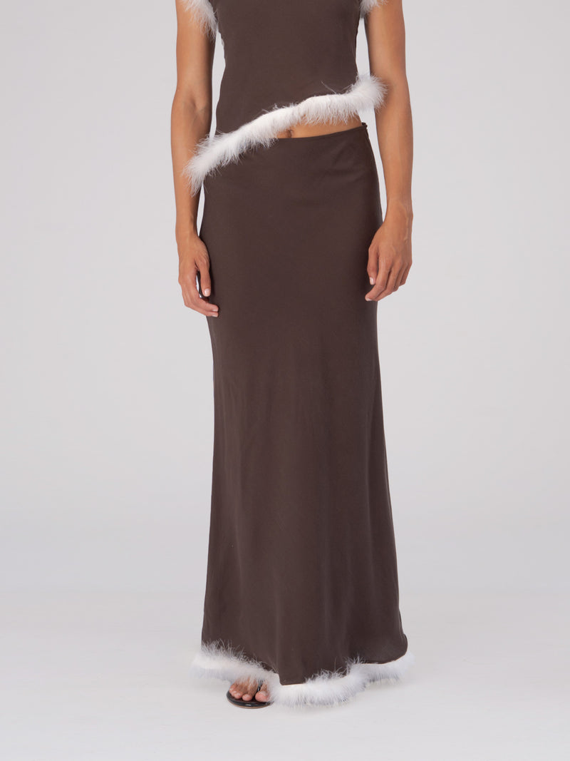 Brown Balance Feather Skirt falda
