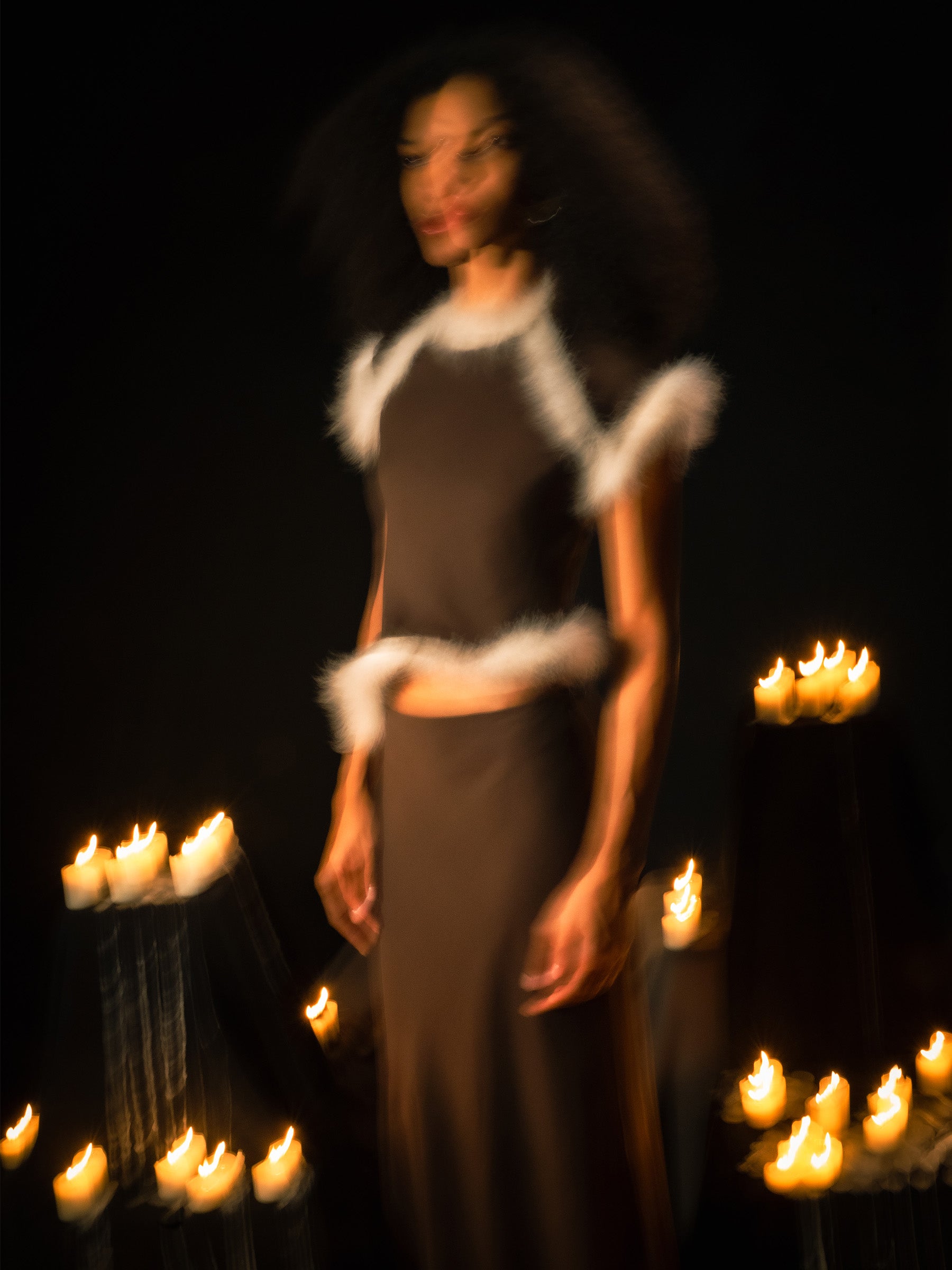 Brown Balance Feather Skirt falda