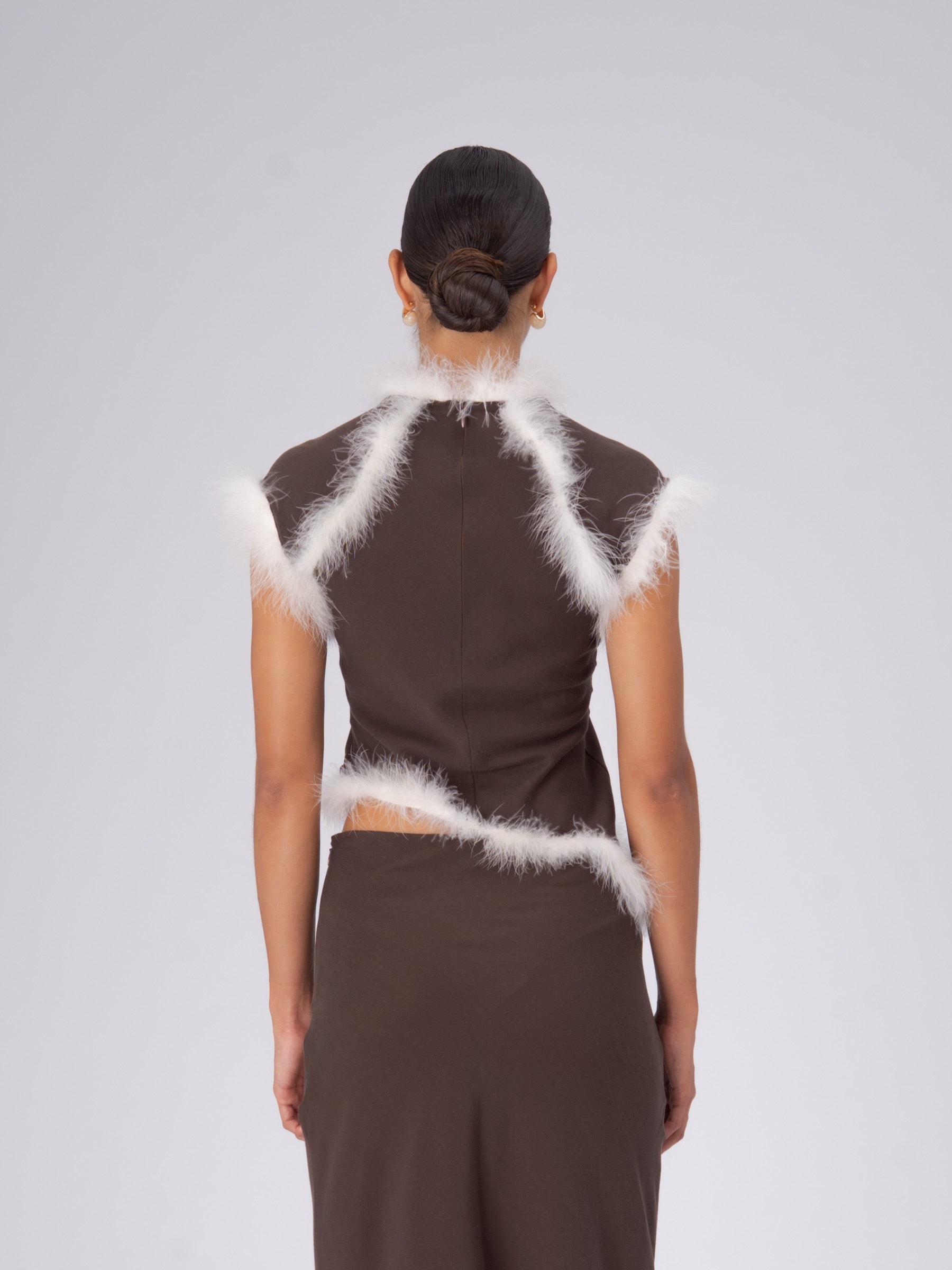 Brown Balance Feather Top top