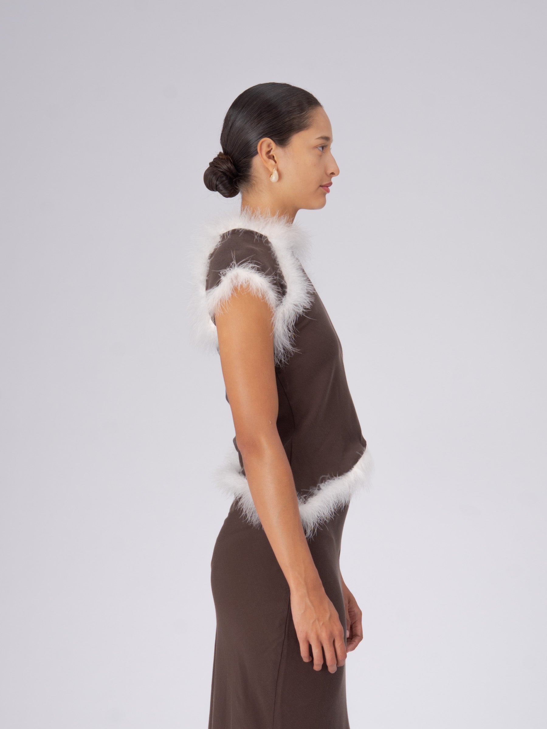 Brown Balance Feather Top top