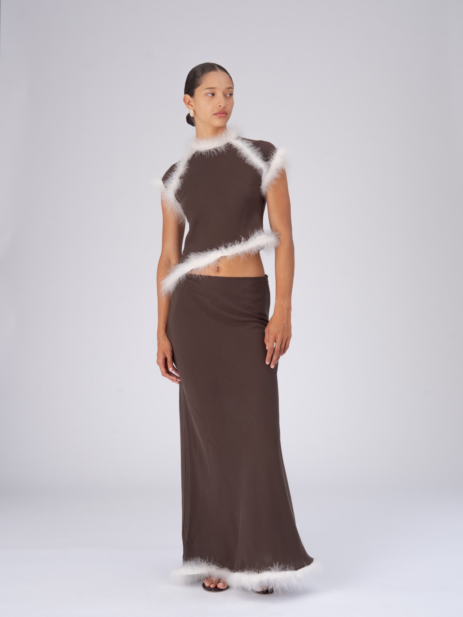 Brown Balance Feather Top top