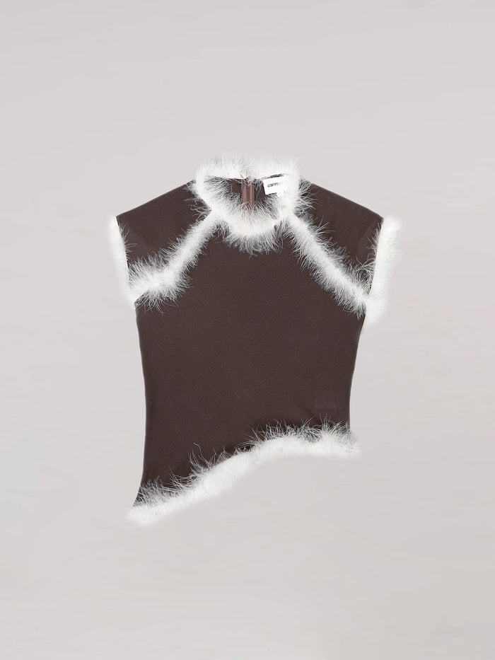 Brown Balance Feather Top