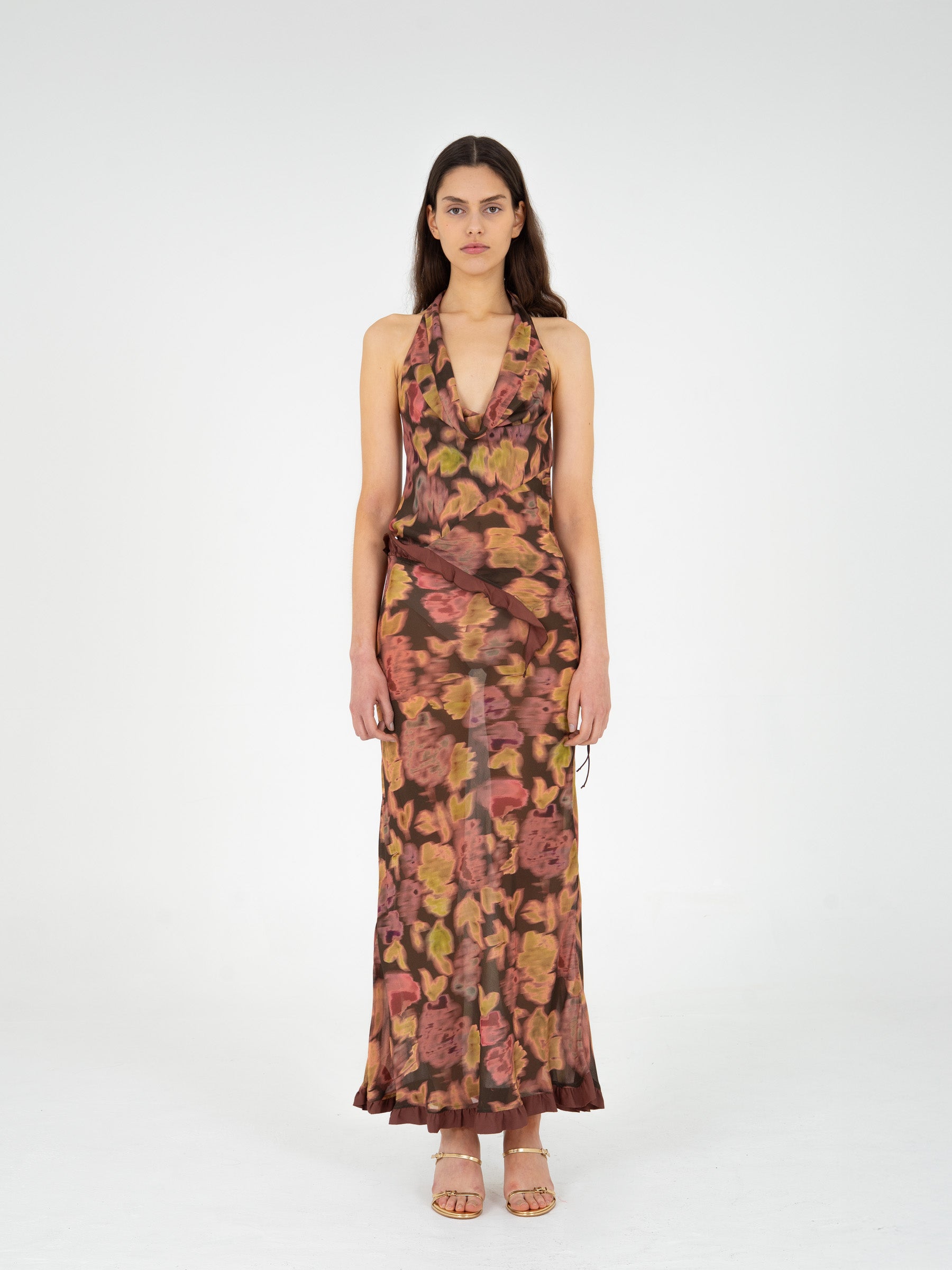 Brown Ice Flower Print Top camisas y camisetas