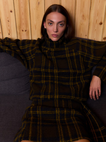 Green Barefoot Plaid Turtleneck Overshirt