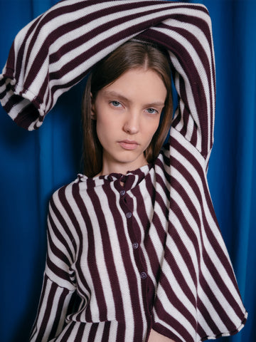 Acorn Burgundy Stripe Knit Cardigan