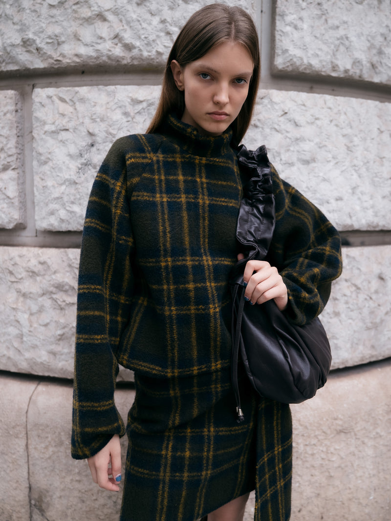 Green Barefoot Plaid Mini Skirt
