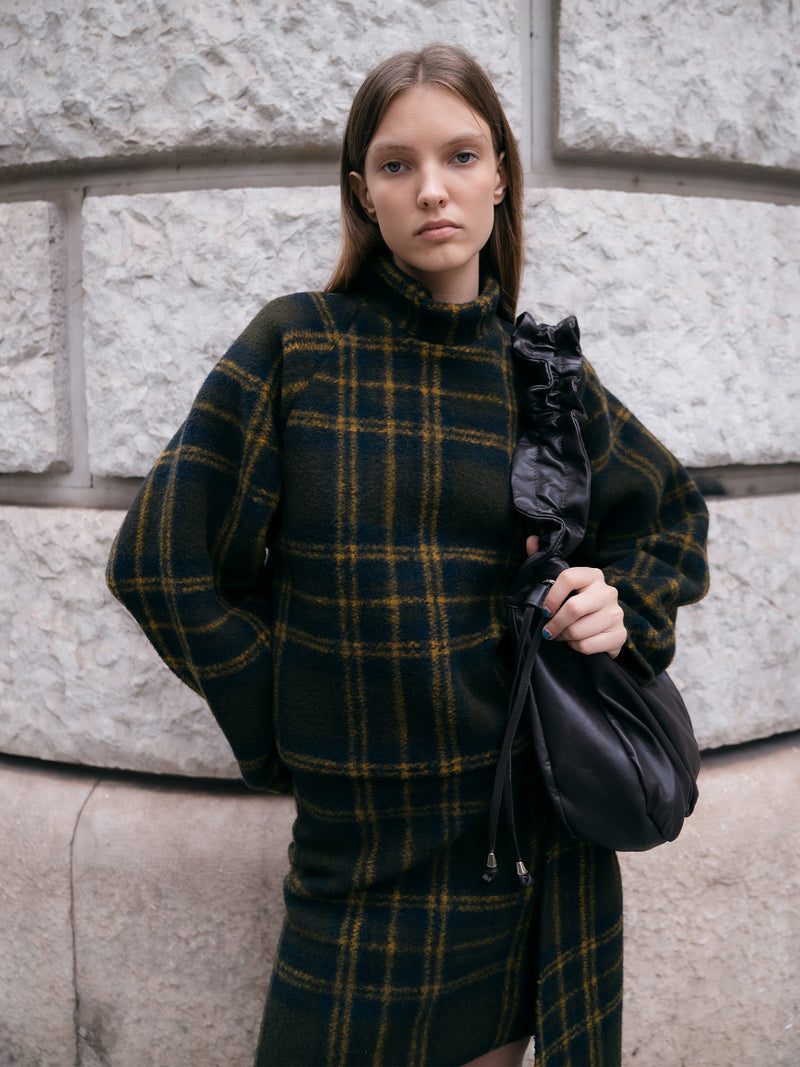 Green Barefoot Plaid Turtleneck Overshirt