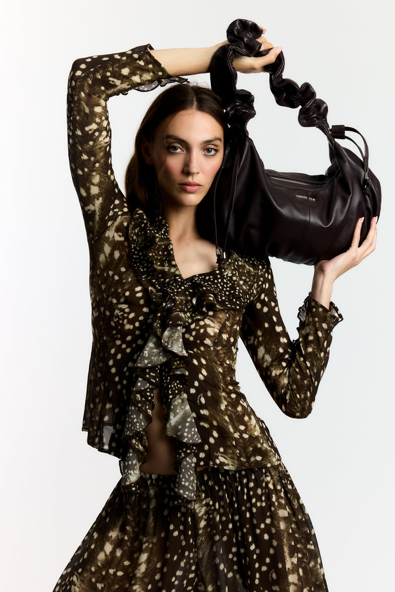 Bambi Noir Animal Print Blouse