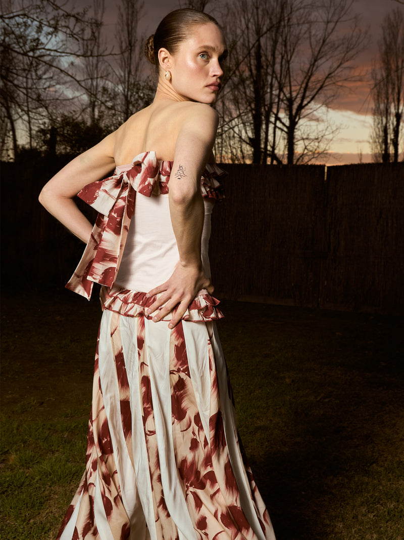 Red Noctis Flower Print Top