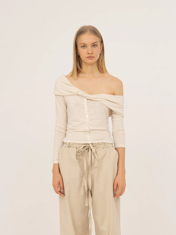 Tender White Off Shoulder Jersey Top