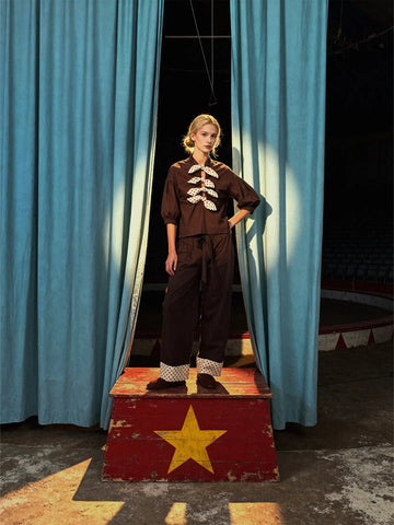 Juggler Brown Polka Dot Blouse