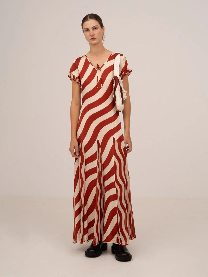 Candycane Striped Red Maxi Dress