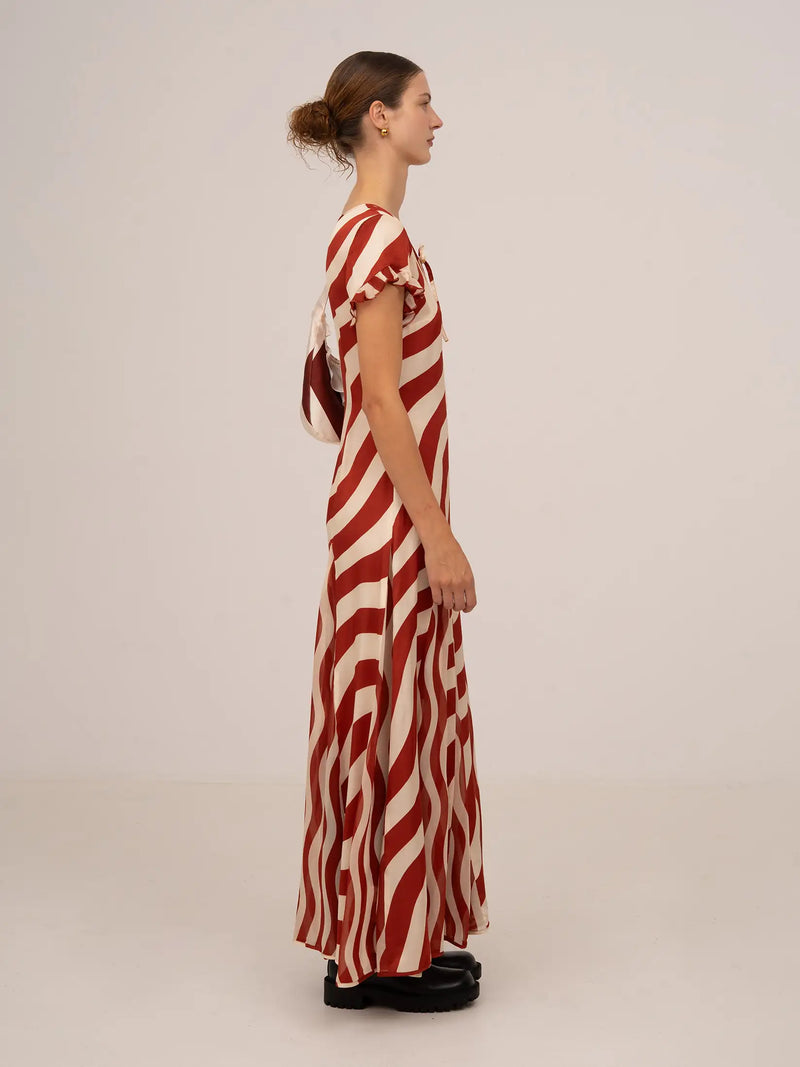 Candycane Striped Red Maxi Dress