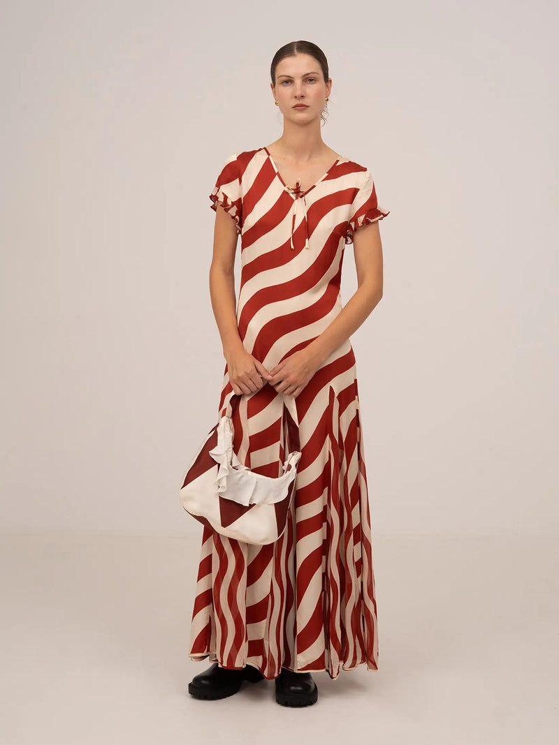 Candycane Striped Red Maxi Dress
