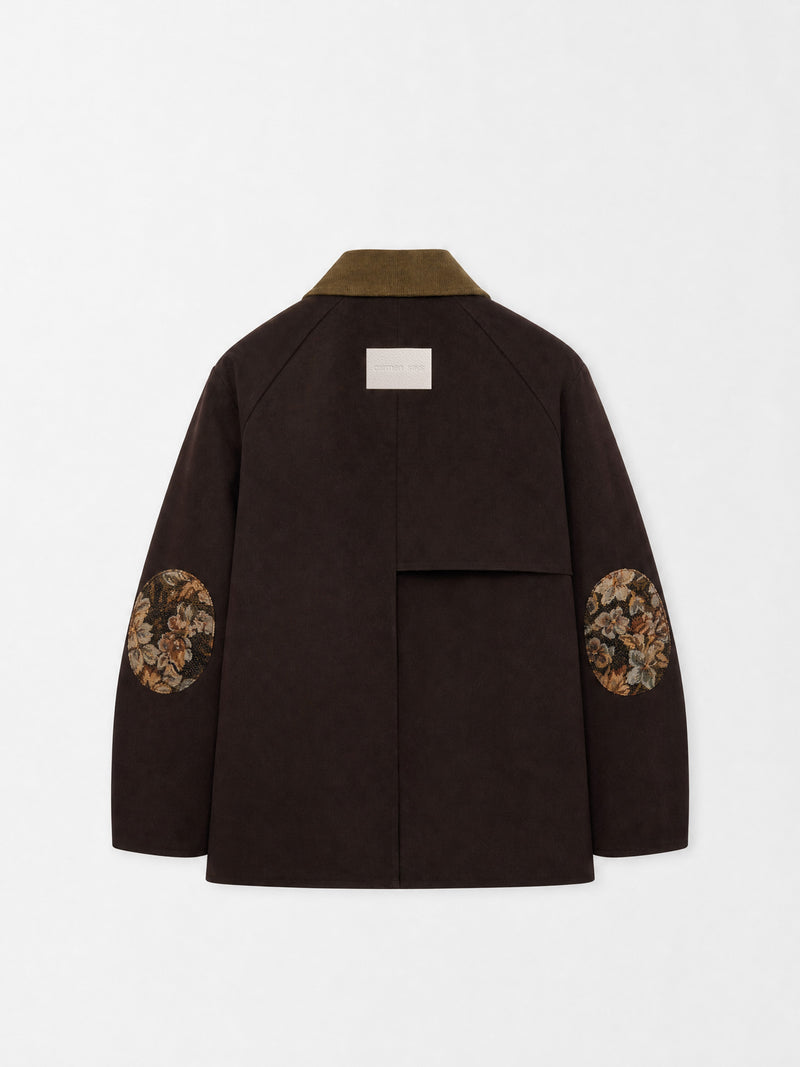 Hazel Brown Contrast Collar Jacket
