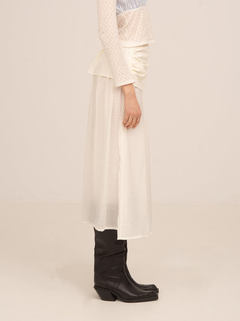 Sidewalk White Midi Skirt