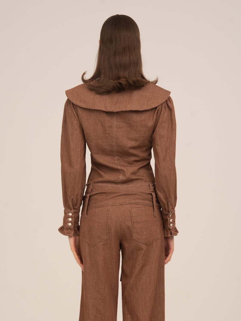 District Brown Denim Blouse