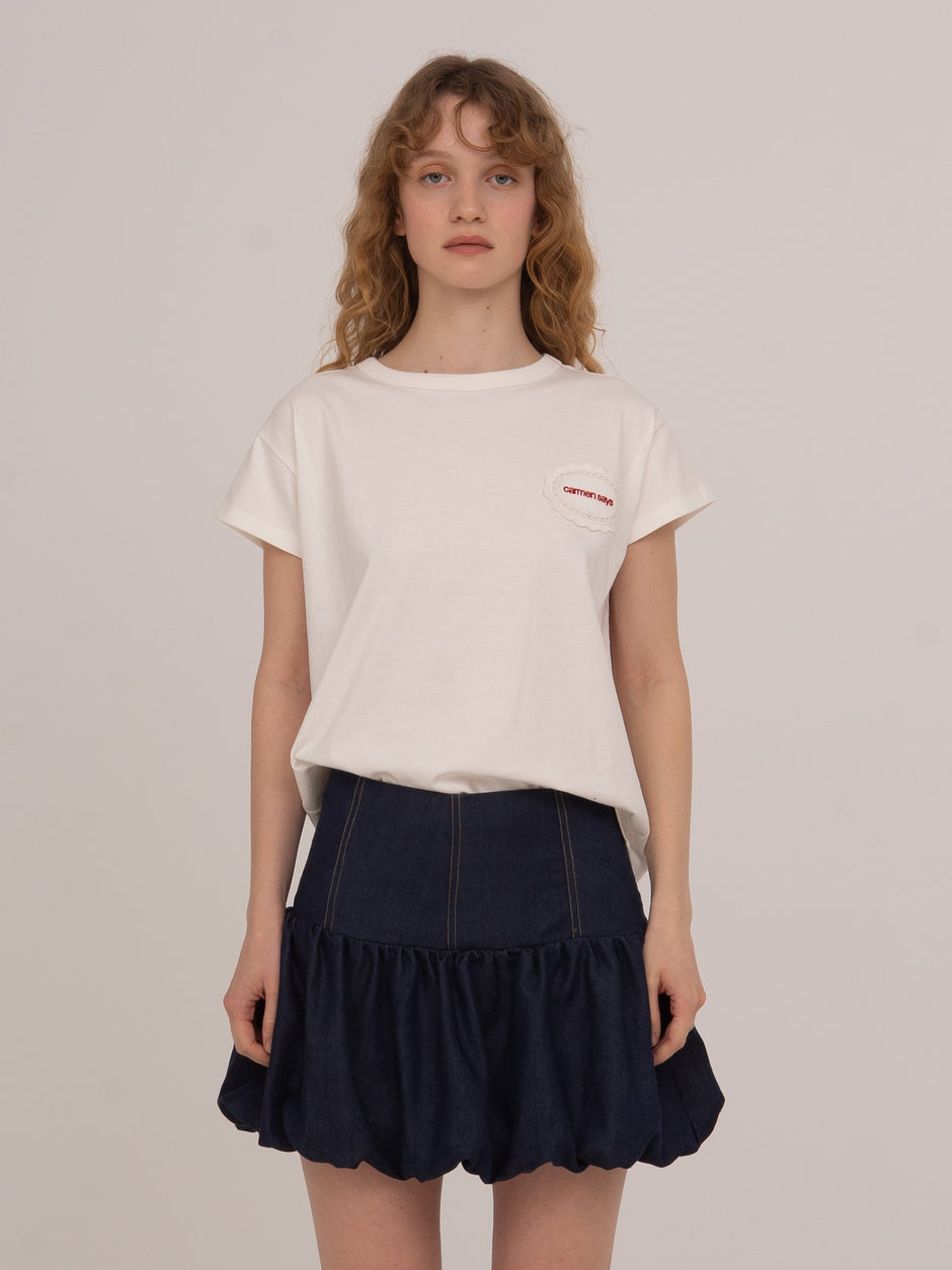 Carmen Patch Detail White T-Shirt