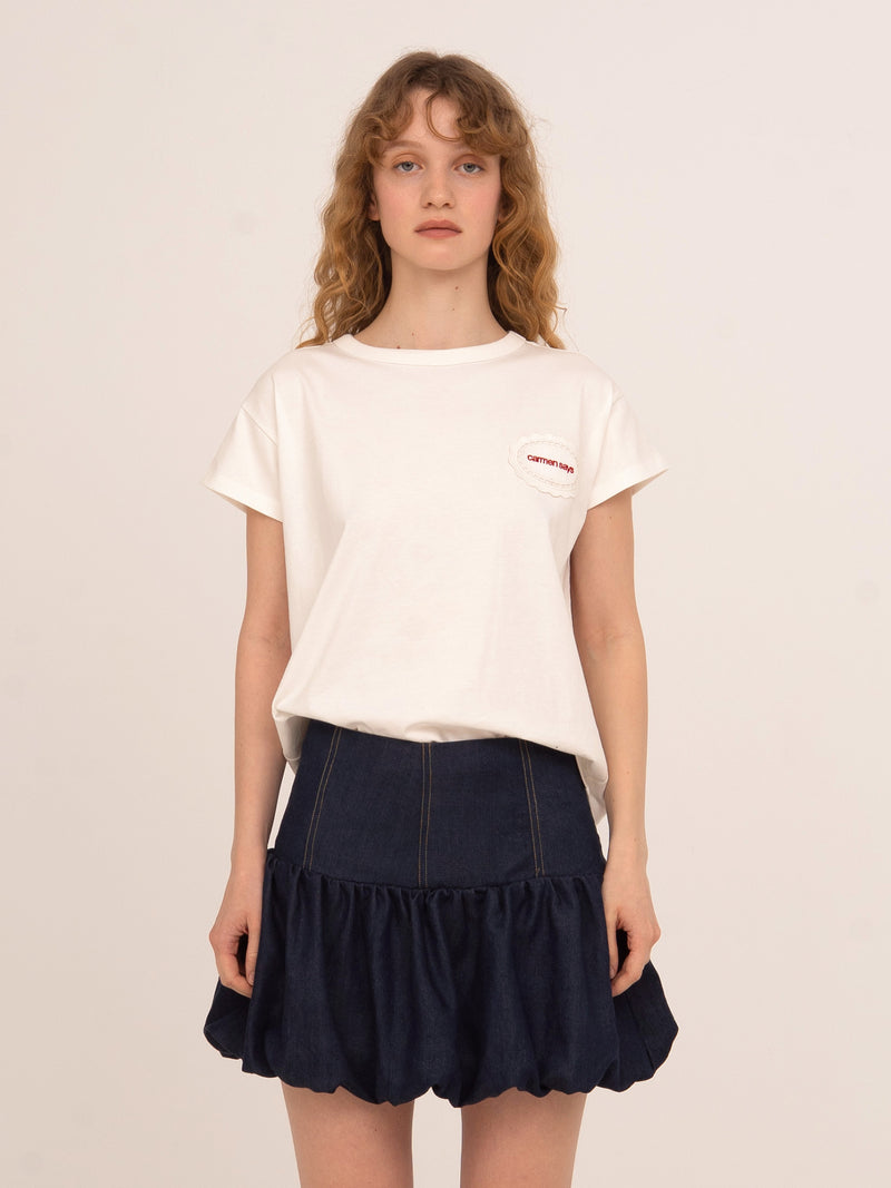 Carmen Patch Detail White T-Shirt