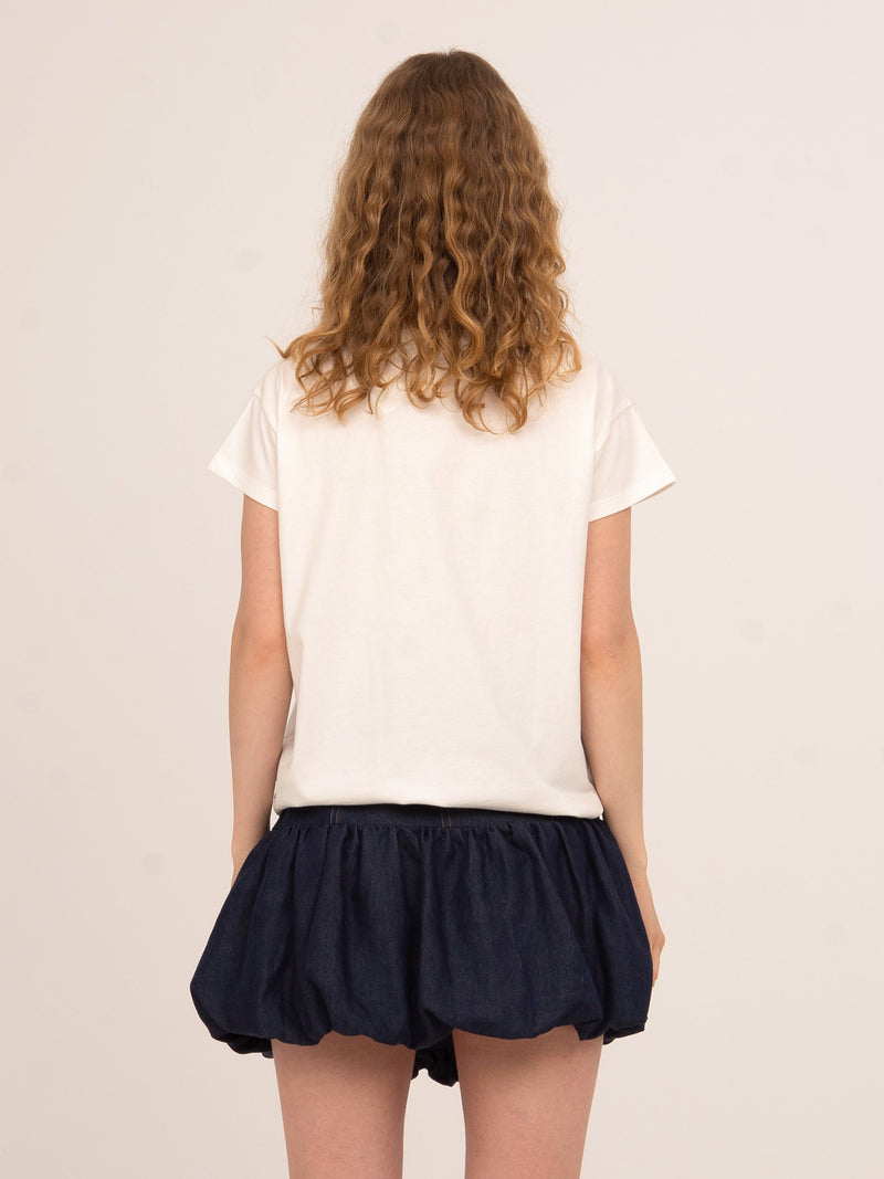 Carmen Patch Detail White T-Shirt