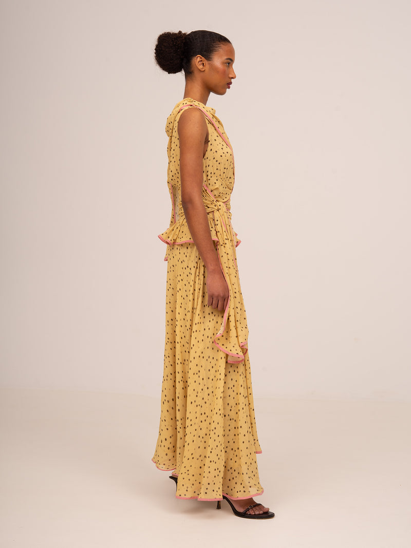 Toast Yellow Polka Dot Occasion Dress