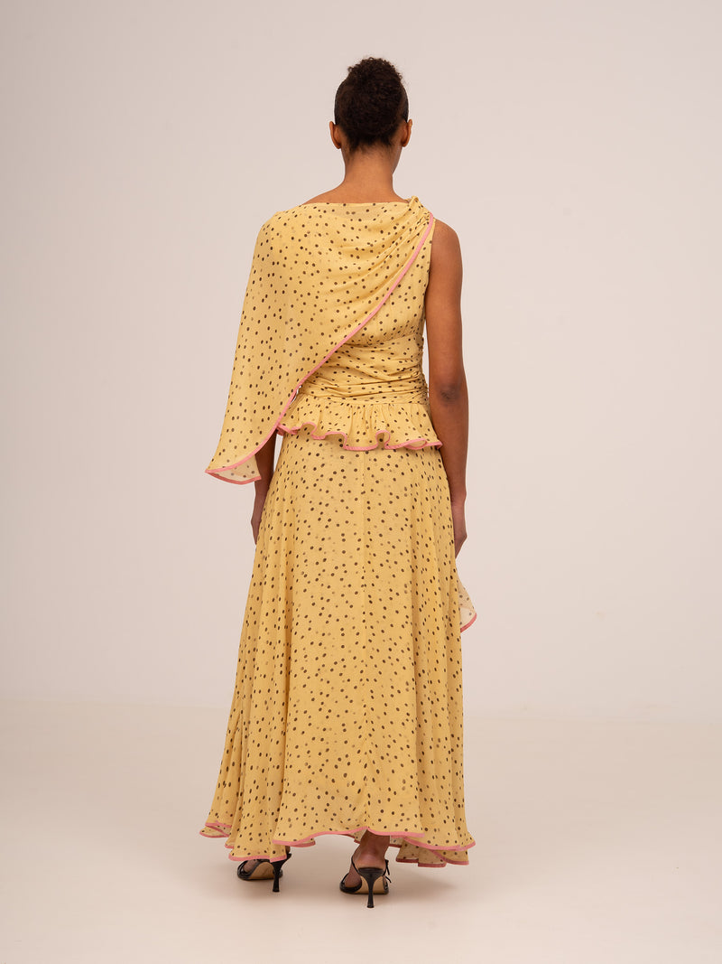 Toast Yellow Polka Dot Occasion Dress